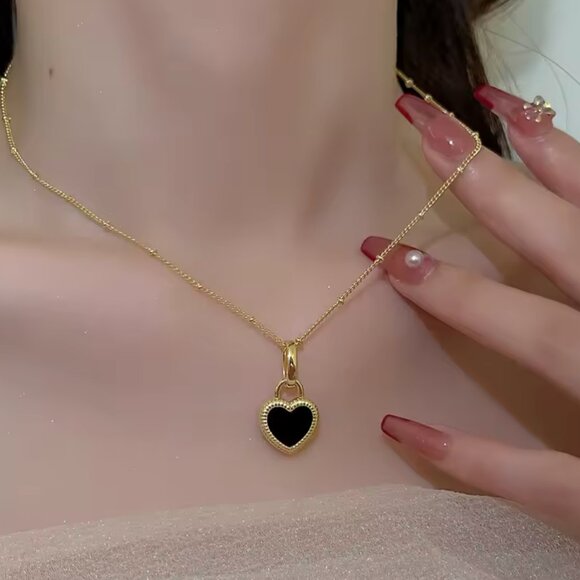 14K Gold filled “Tiffany” Double Sided Heart Necklace - Picture 4 of 5